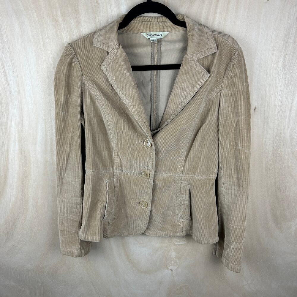 St. John's Bay Tan Corduroy Blazer Vintage Size Small‎
